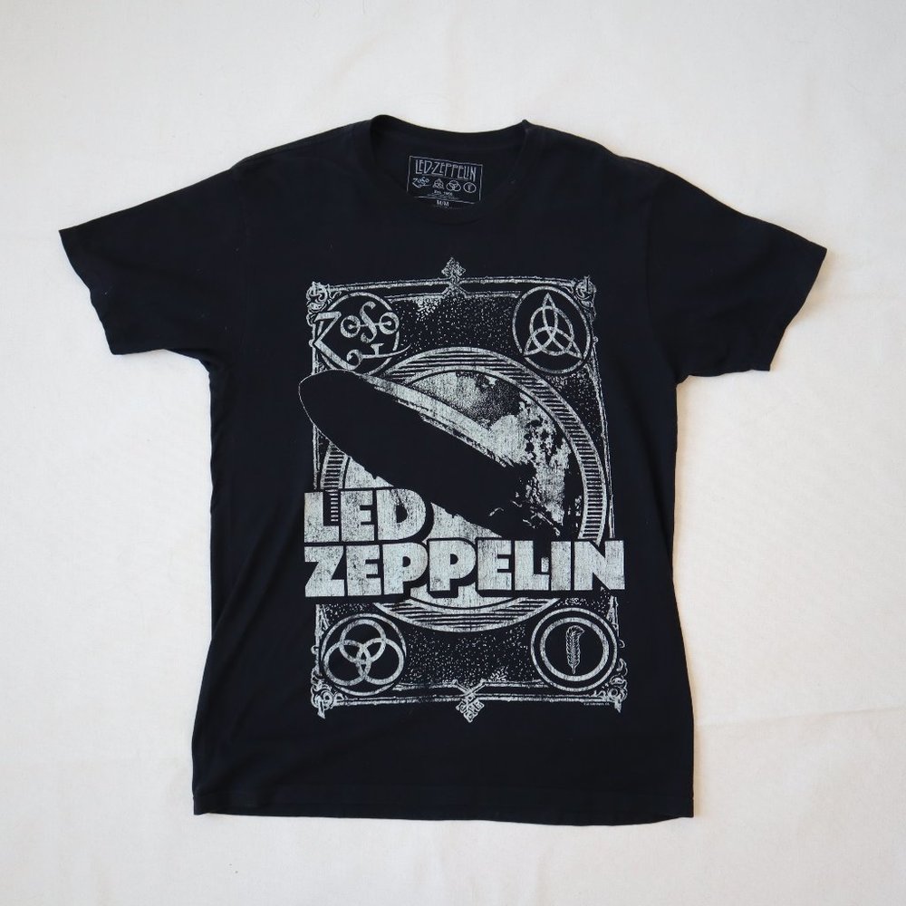 Led Zeppelin Band Black T Shirt, Size Medium